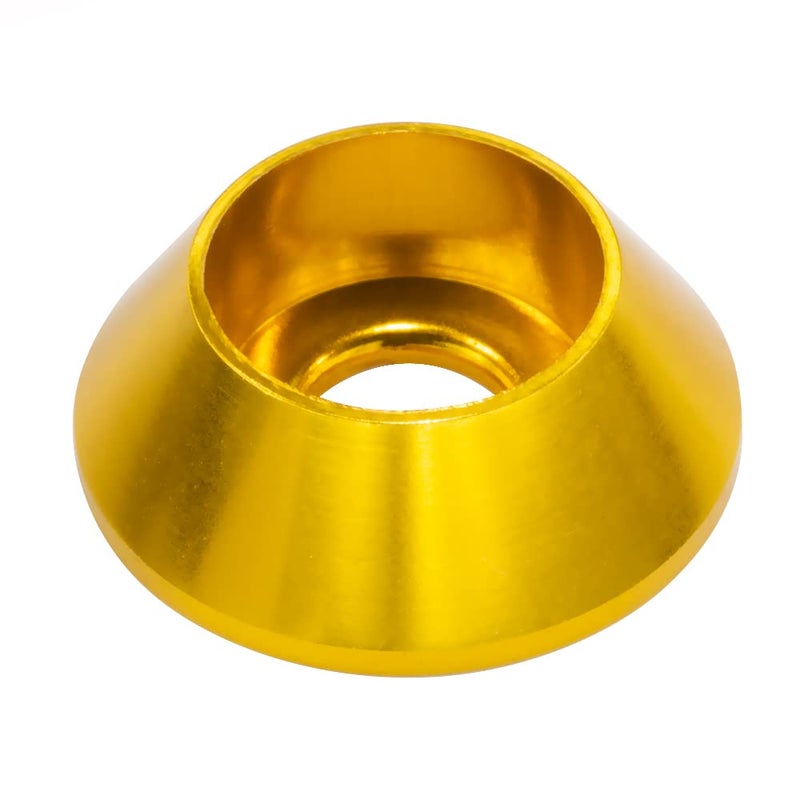 Lagefefe [60PCS] M3 Cone Cup Counterbore Washers, Anodized Aluminum Alloy, Head Washers Gaskets Cup Shim for Screw RC/FPV/PC/Drone/Mechanical Accessories Model Parts, Golden - Image 1
